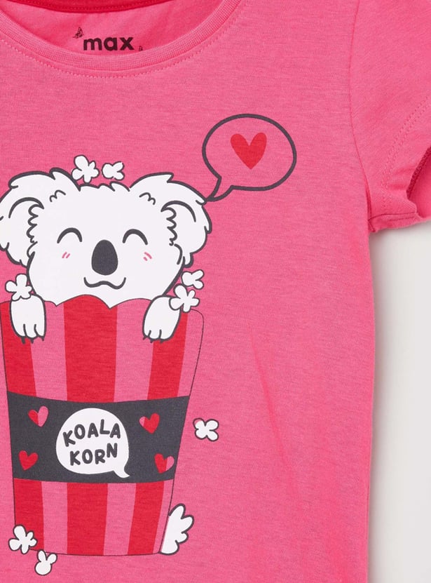 Girls Printed Round Neck T-shirt