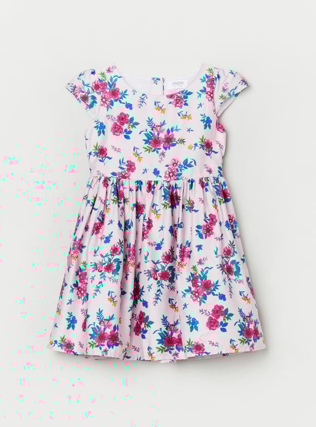 Girls Printed Round Neck A-line Dress