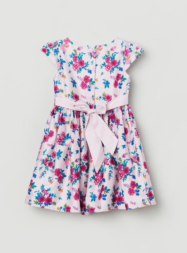 Girls Printed Round Neck A-line Dress