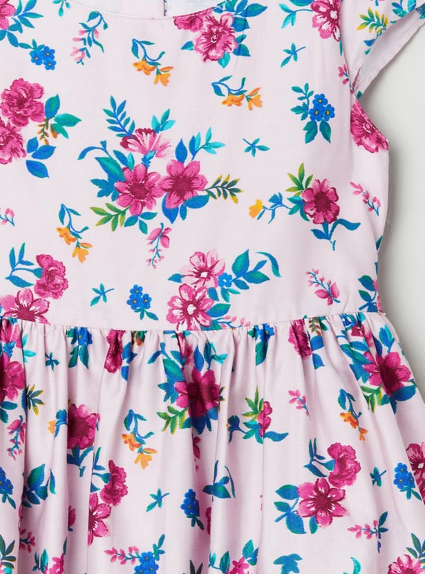 Girls Printed Round Neck A-line Dress