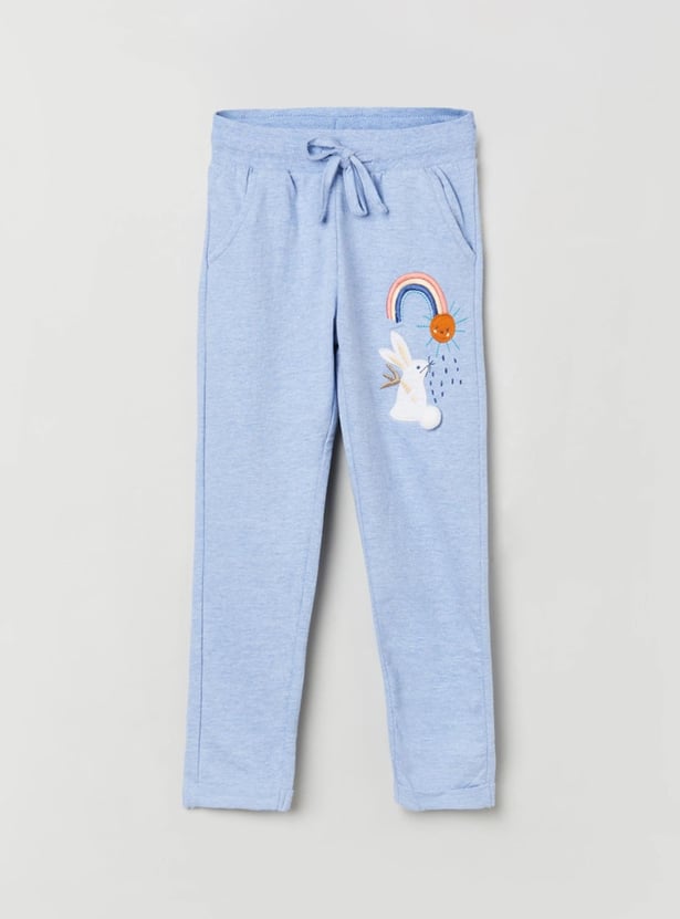 Girls Embroidered Elasticated Track Pants