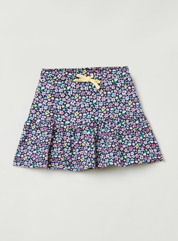 MAX Girls Printed Elasticated A-Line Skirt