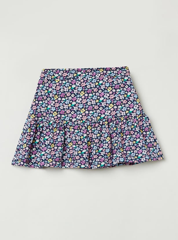 MAX Girls Printed Elasticated A-Line Skirt