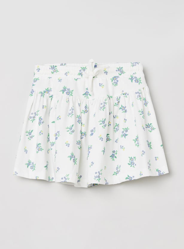 Girls Floral Print Elasticated Skirt