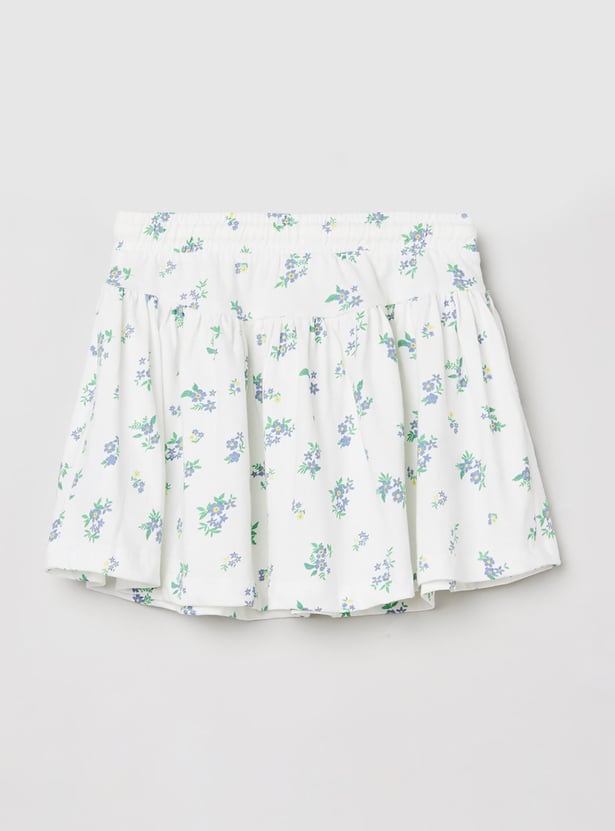 Girls Floral Print Elasticated Skirt