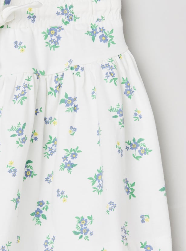 Girls Floral Print Elasticated Skirt