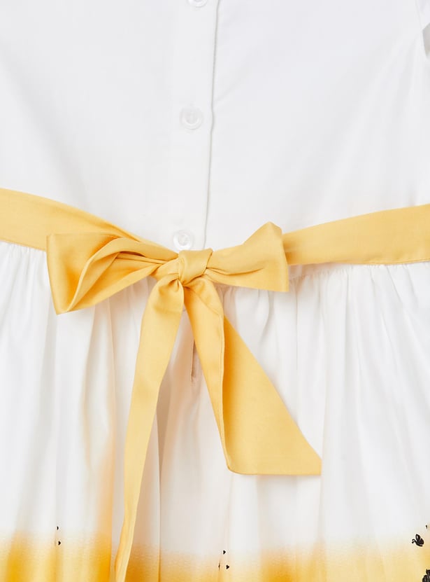 Girls Printed Cap Sleeves Dress