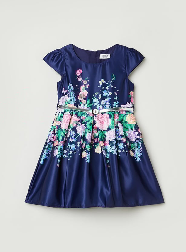 MAX Girls Floral Printed A-Line Dress