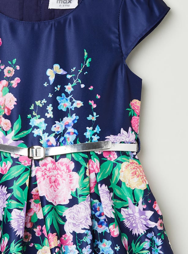 MAX Girls Floral Printed A-Line Dress