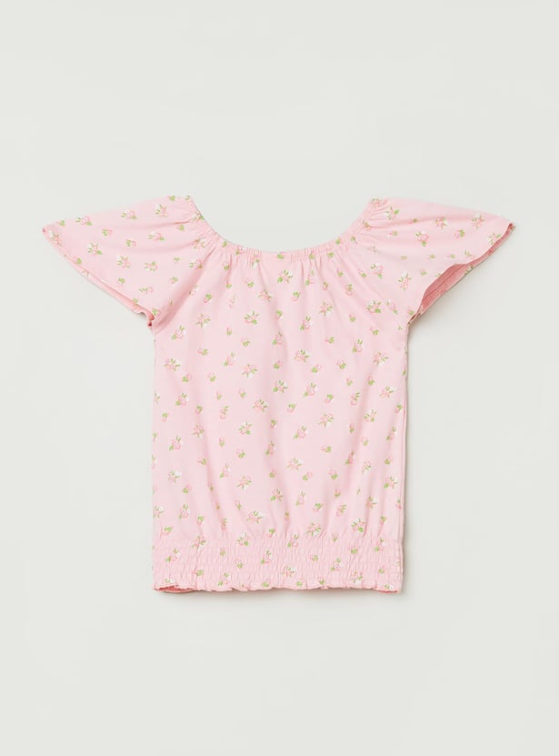 Girls Printed Round Neck Top