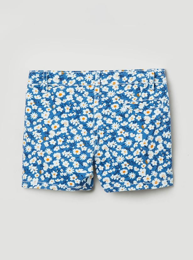 Girls Floral Printed Casual Shorts