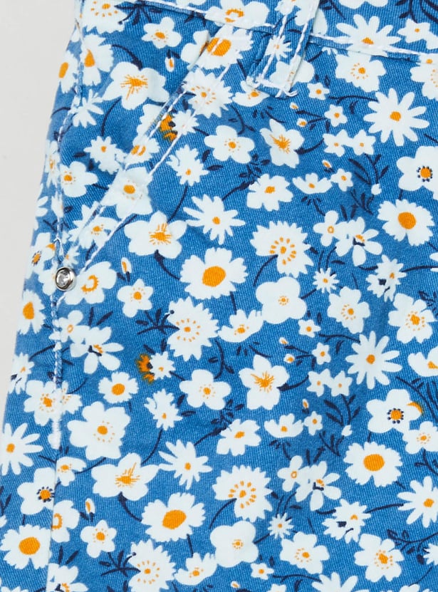Girls Floral Printed Casual Shorts