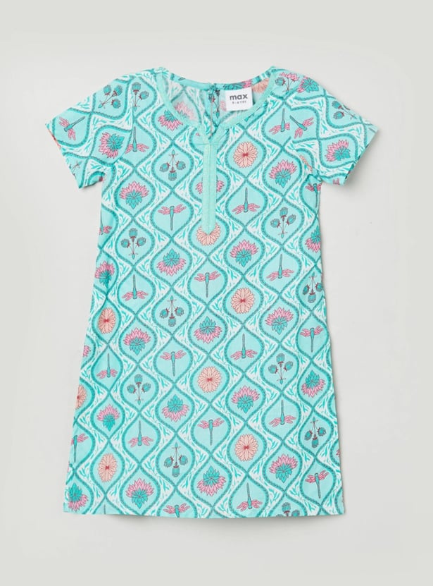 Girls Printed Short Sleeve Kurta