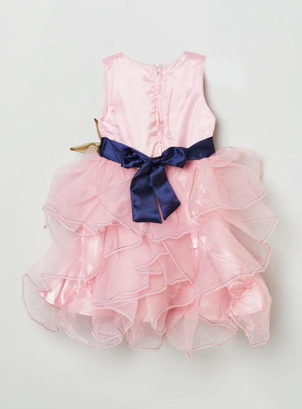 Girls Solid Sleeveless A-line Dress