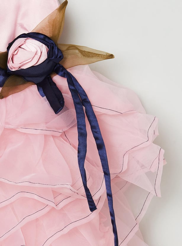 Girls Solid Sleeveless A-line Dress