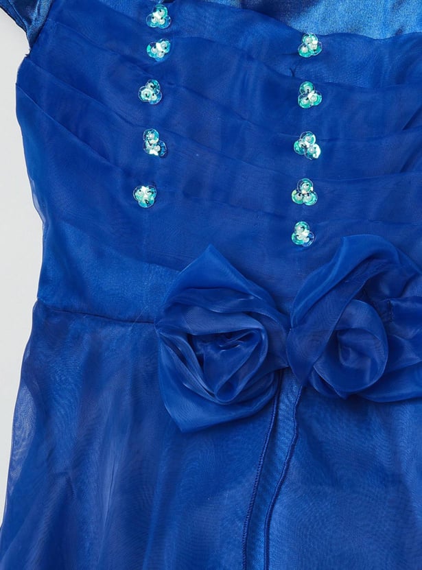 Girls Embellished Asymmetric A-line Dress