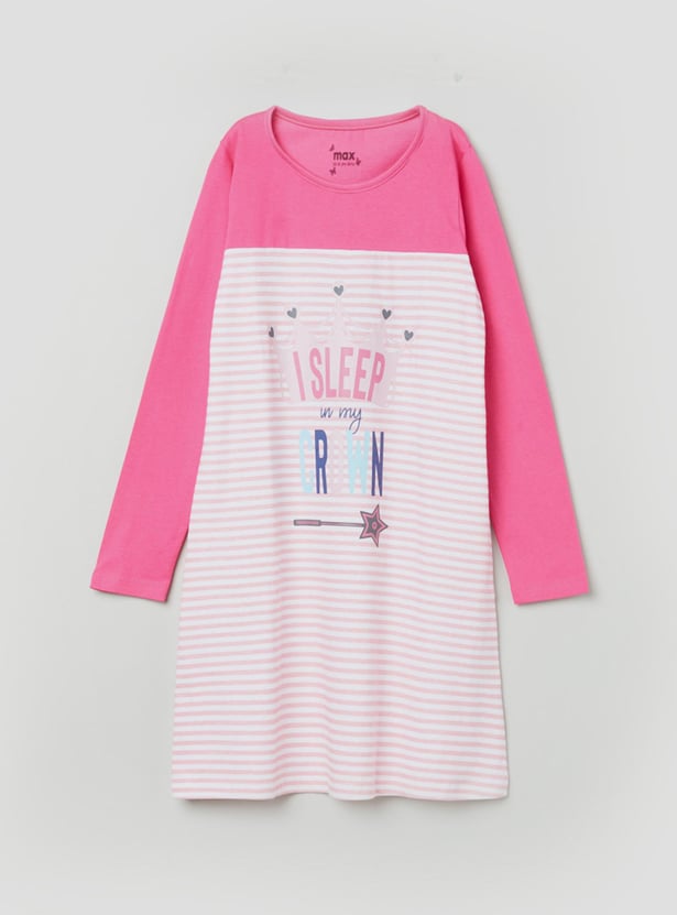 Girls Striped Full Sleeves Dress