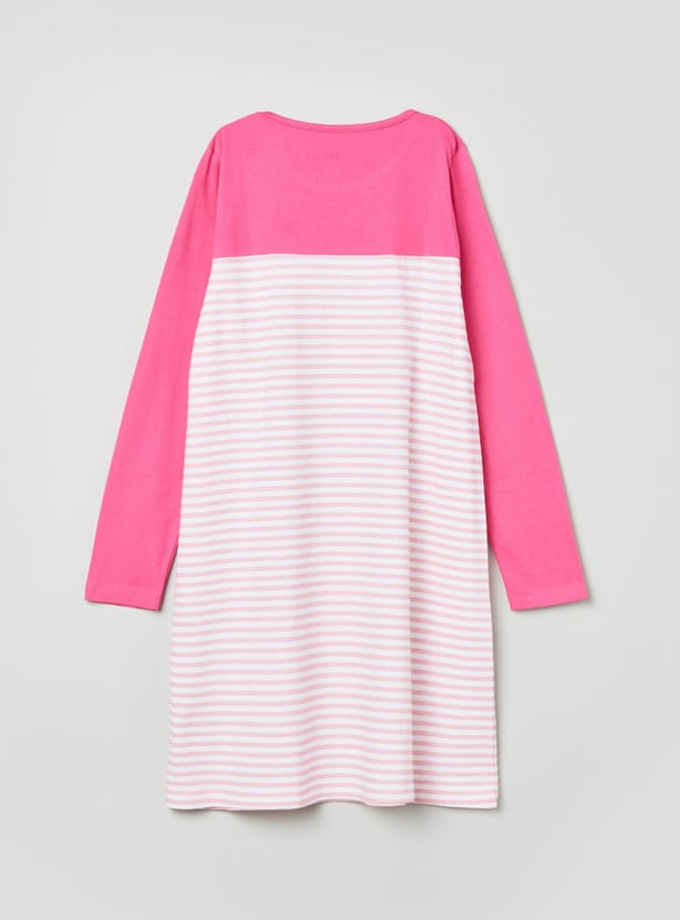 Girls Striped Full Sleeves Dress