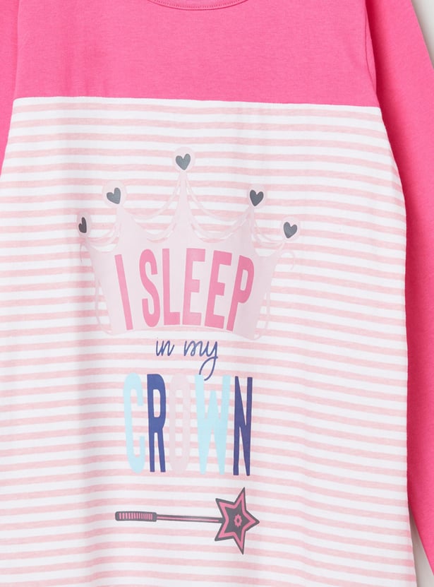 Girls Striped Full Sleeves Dress