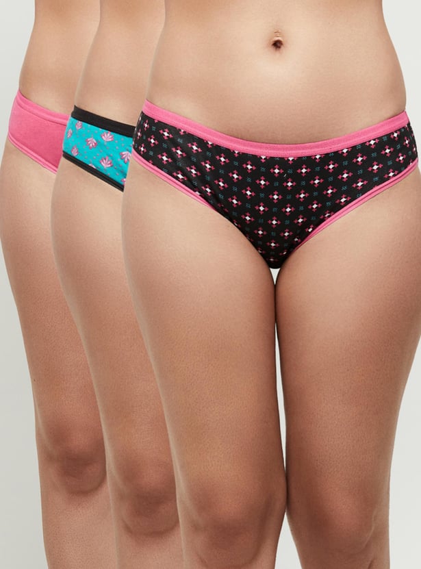 Printed Elasticated Bikini Panty - Pack of 3