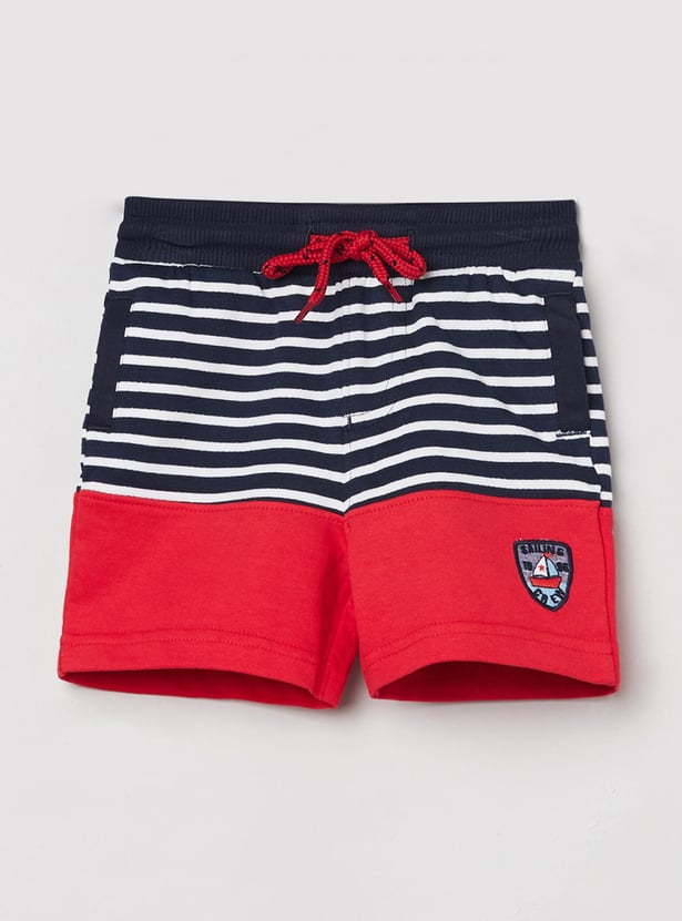 Boys Striped Drawstring Waist Shorts