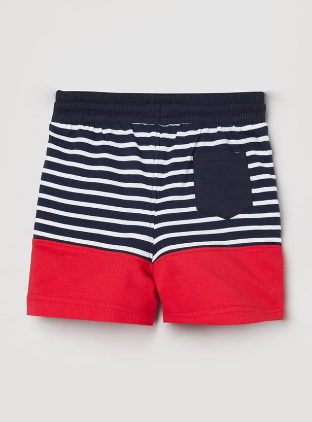Boys Striped Drawstring Waist Shorts