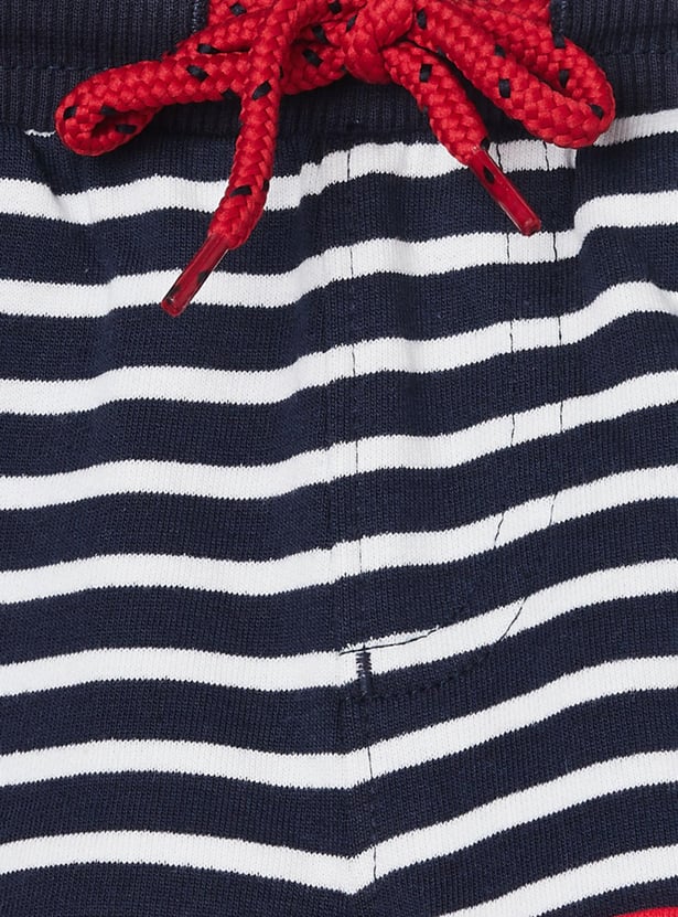 Boys Striped Drawstring Waist Shorts