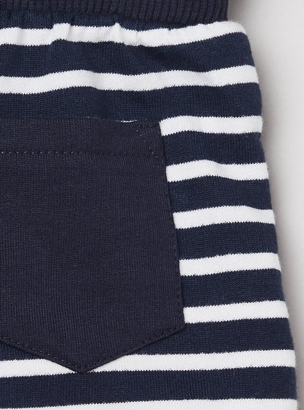 Boys Striped Drawstring Waist Shorts