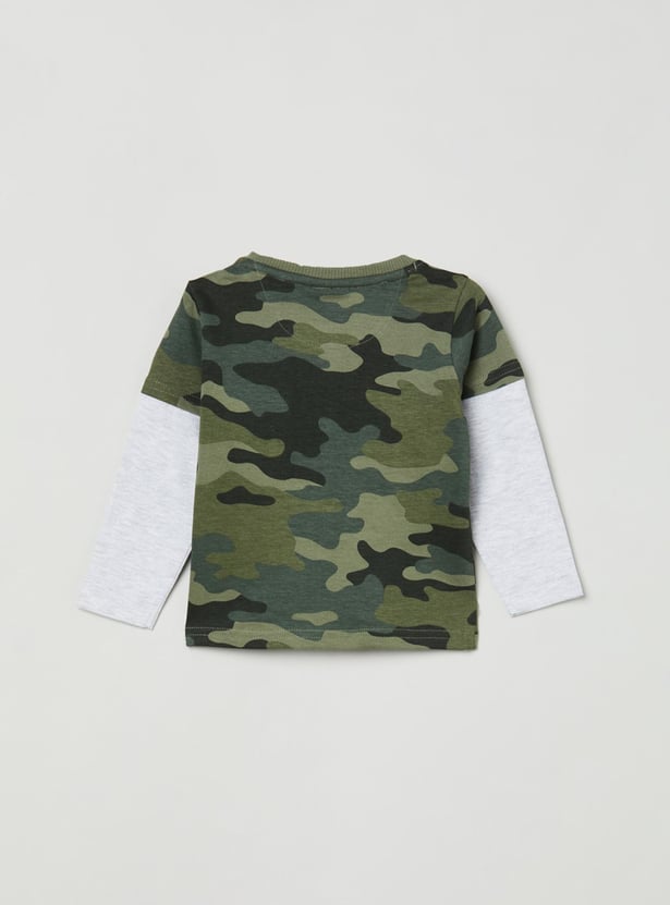 MAX Boys Camouflage Printed Full Sleeves T-shirt