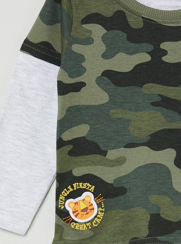 MAX Boys Camouflage Printed Full Sleeves T-shirt