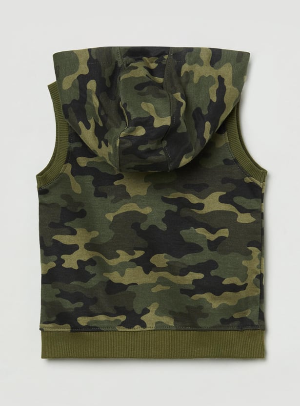 MAX Boys Camouflage Print Sleeveless Hooded Sweatshirt