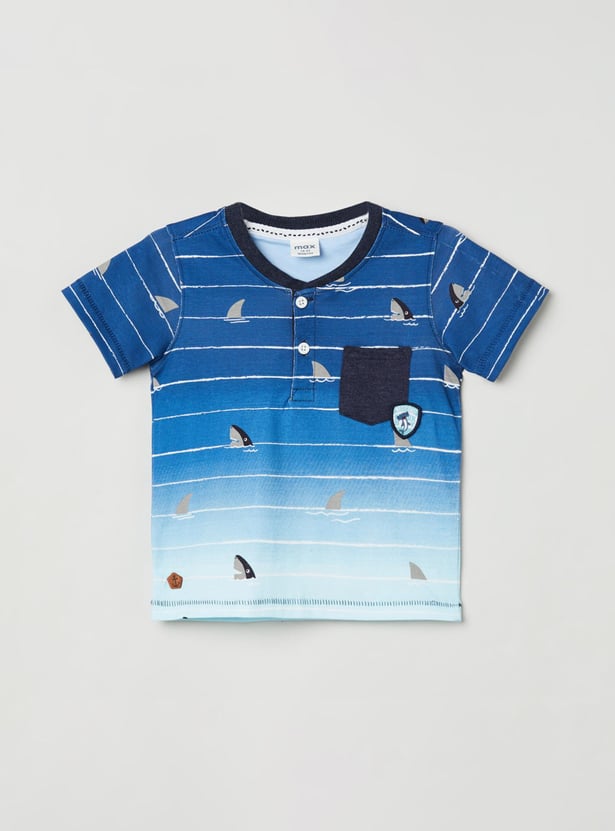 MAX Boys Printed Henley Neck T-shirt