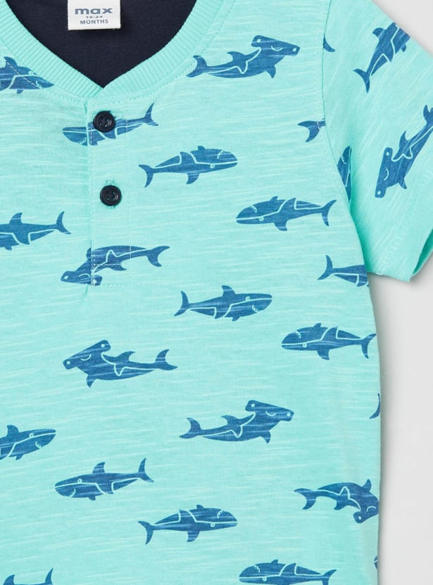 MAX Boys Printed Henley T-shirt