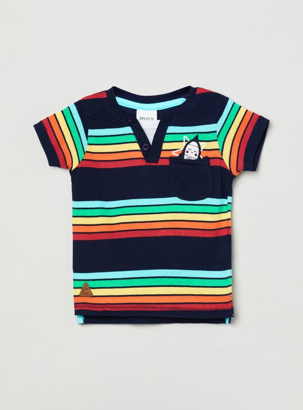 MAX Boys Striped Round Neck T-shirt