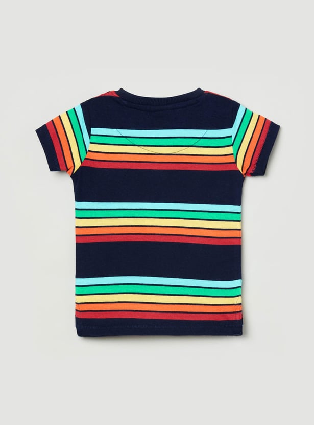 MAX Boys Striped Round Neck T-shirt