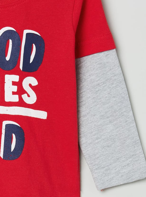 Boys Printed Crew Neck Casual T-shirt