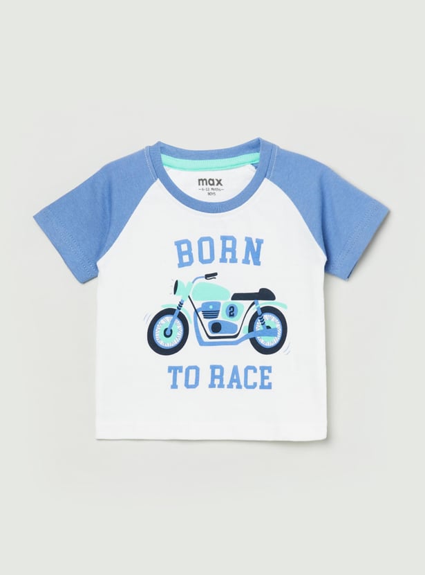 Boys Typographic Print Raglan Sleeves T-shirt