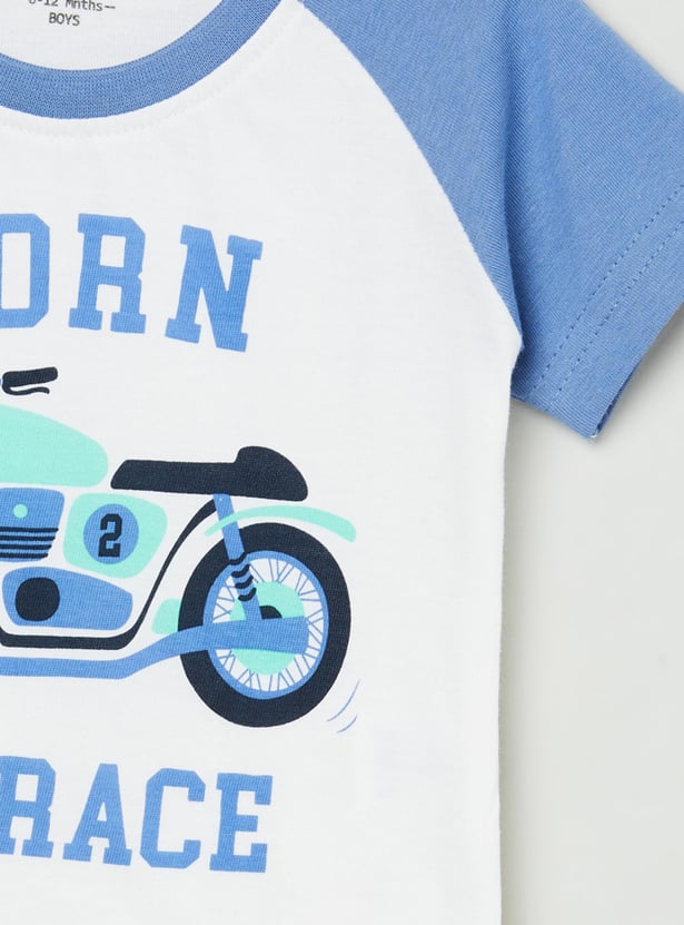 Boys Typographic Print Raglan Sleeves T-shirt
