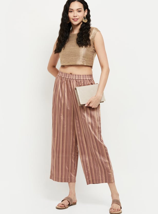 Women Striped Cropped Palazzos