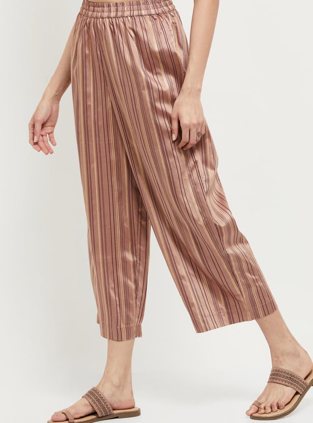 Women Striped Cropped Palazzos