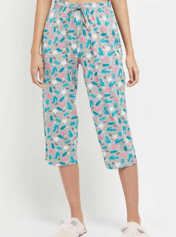 Women Printed Drawstring Waist Capris