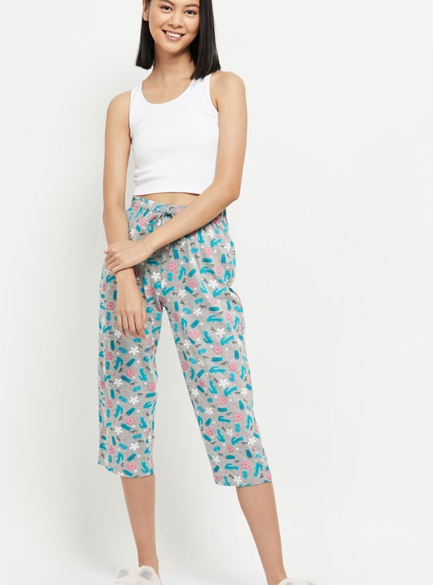 Women Printed Drawstring Waist Capris