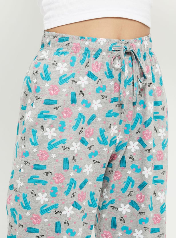 Women Printed Drawstring Waist Capris