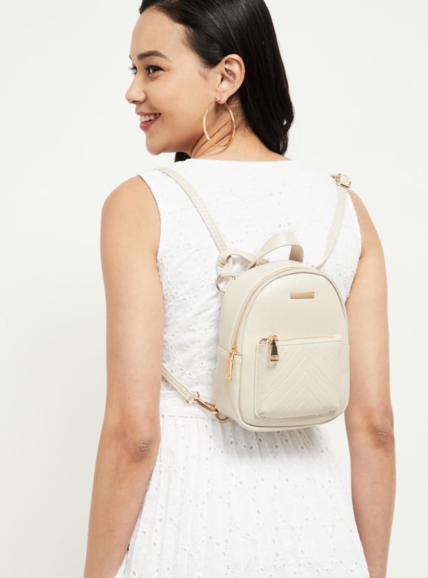 Women Solid Zip-Closure Backpack 