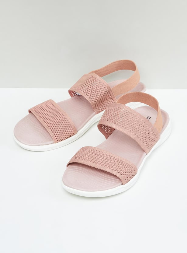 Women Textured Sling Back Flat Sandals 