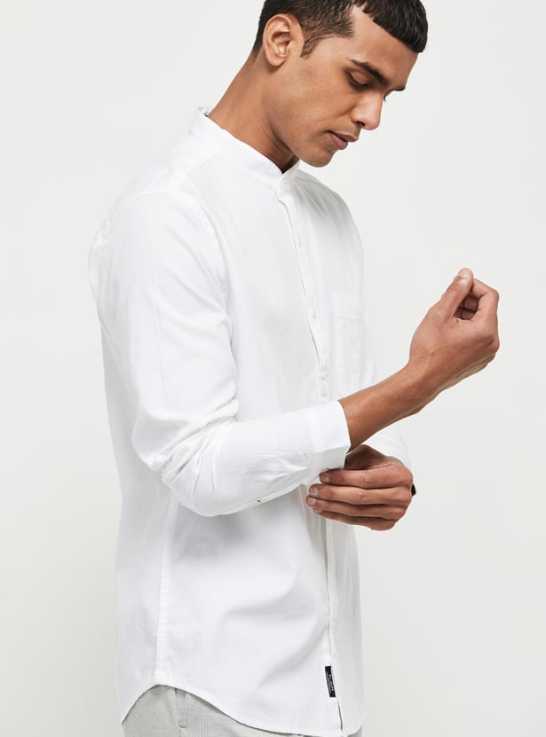 Men Solid Full Sleeves Casual Shirt
