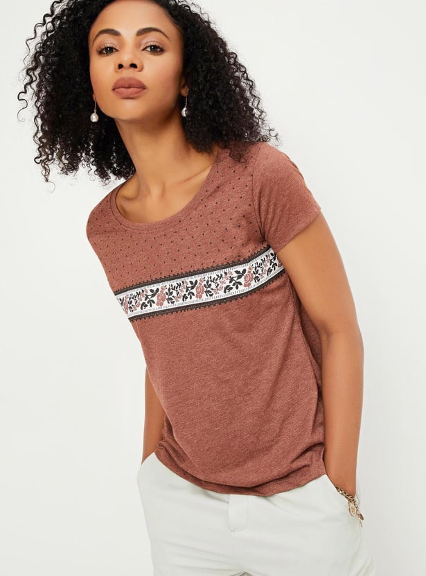 Women Printed Round Neck T-shirt
