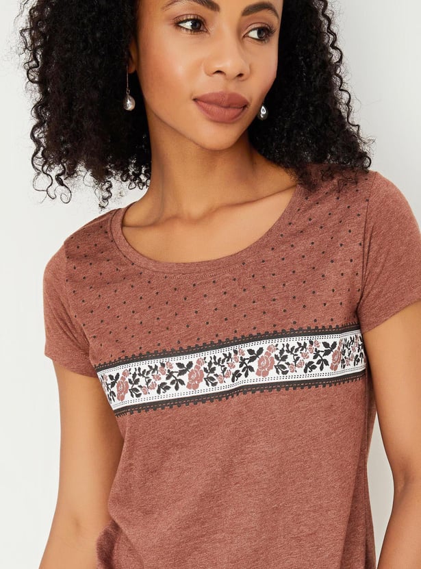 Women Printed Round Neck T-shirt