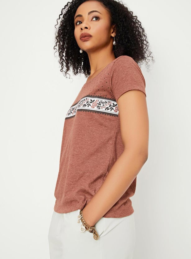 Women Printed Round Neck T-shirt