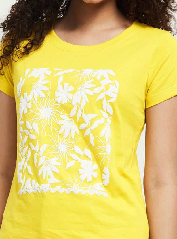 MAX Women Printed Round Neck T-shirt